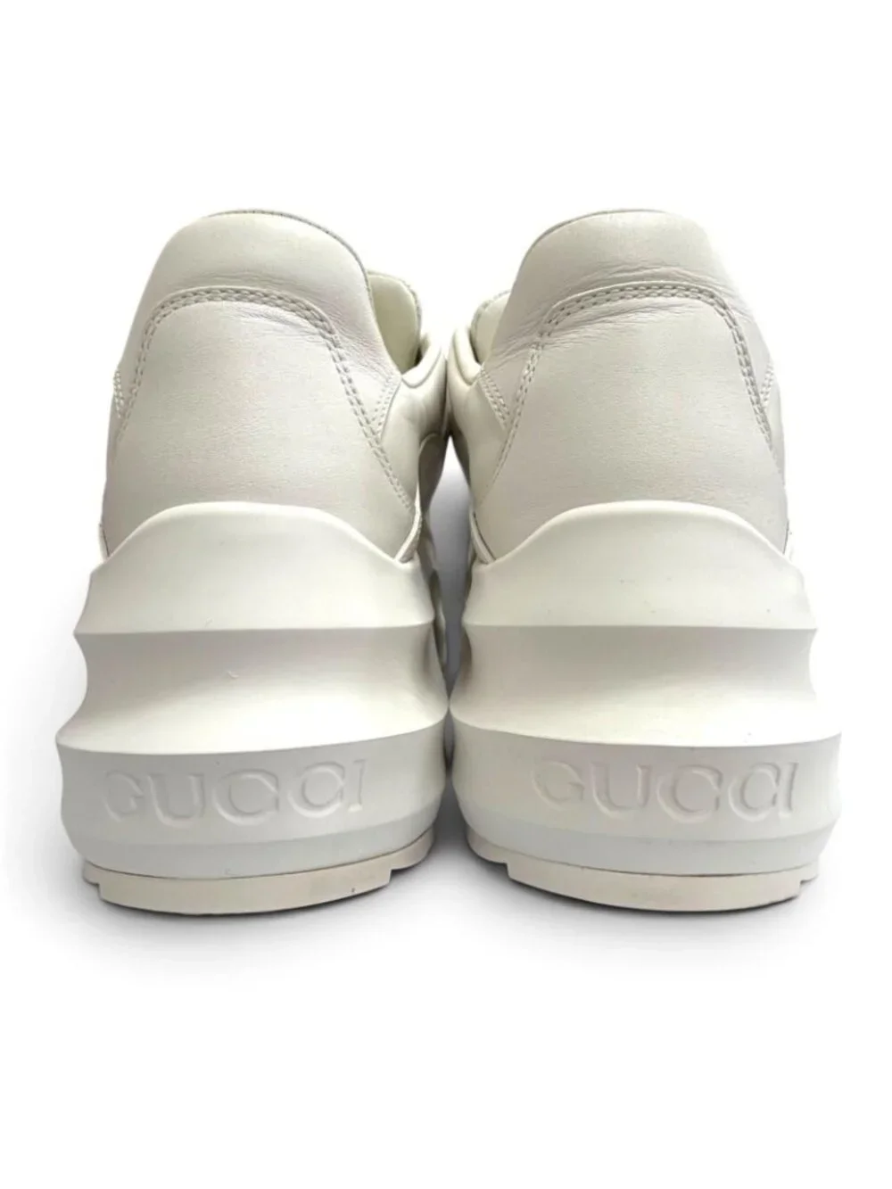 Gucci Logo Platform Wave Leather Sneakers White